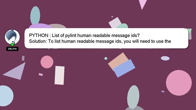 PYTHON : List of pylint human readable message ids? смотреть онлайн