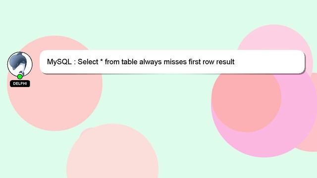 MySQL : Select * from table always misses first row result смотреть онлайн