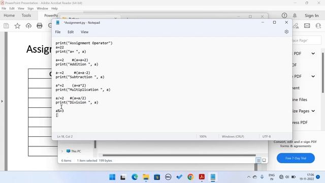 Python Lecture 9: Operators in python (Assignment operators) in Hindi смотреть онлайн