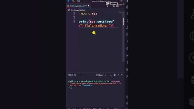 #34 Check the memory usage of an object | python tip and tricks #short смотреть онлайн