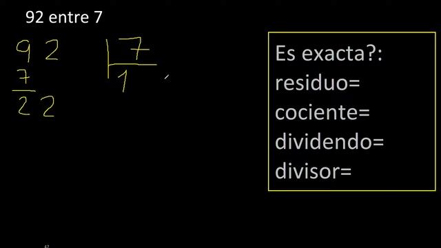 Dividir 92 entre 7 , residuo , es exacta o inexacta la division , cociente dividendo divisor ? смотреть онлайн