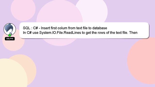 SQL : C# - Insert first colum from text file to database смотреть онлайн