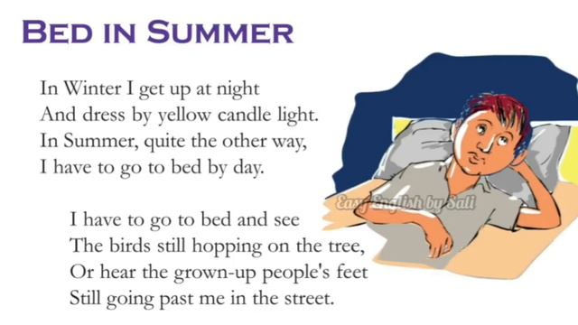 Class 5 Bed In Summer In Malayalam Poem By RL Stevenson 5th Standard English Textbook Chapter