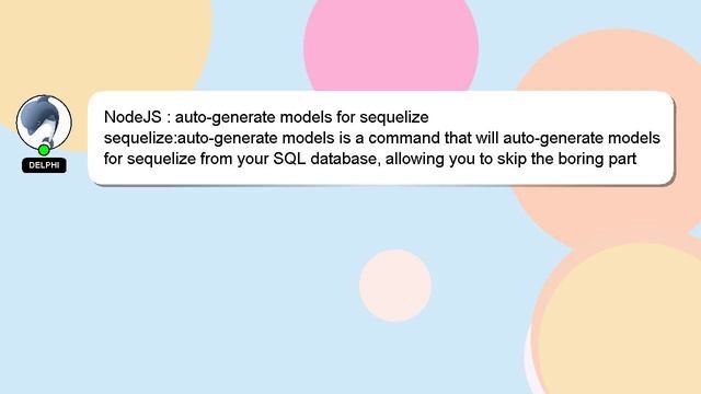 NodeJS : auto-generate models for sequelize смотреть онлайн