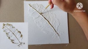 перо текстурной пастой 3 способа / рельефное перо просто / как легко нарисовать интерьерную картину