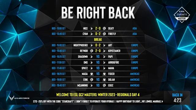 ESL SC2 Masters - B stream: Winter 2023 Regionals Day 4 - Swiss Round 2 смотреть онлайн
