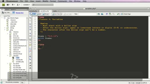 AtomicPages PHP Tutorial 4: Variables and Constants смотреть онлайн