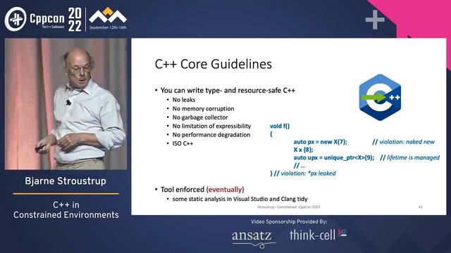 C++ in Constrained Environments - Bjarne Stroustrup - CppCon 2022 смотреть онлайн