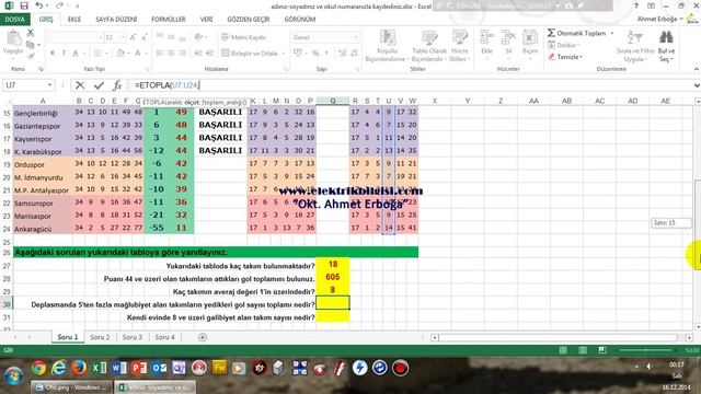 MS EXCEL 11. UYGULAMA ANLATIMI смотреть онлайн