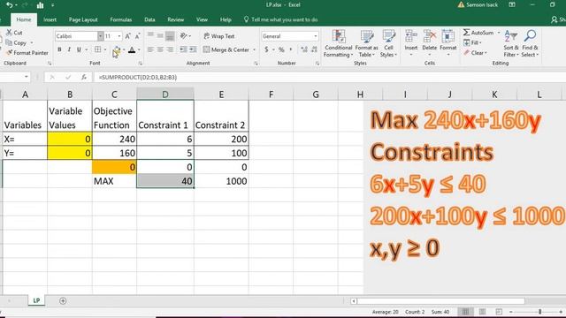 Excel : How to solve Linear Programming Problem LP in Excel- OR- Operational Research смотреть онлайн