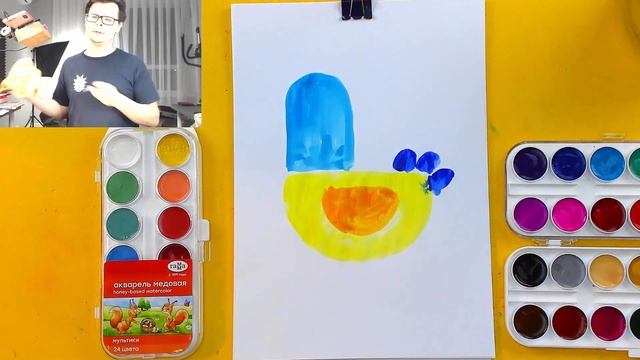 Как нарисовать КУРОЧКУ рисуем красками для детей смотреть онлайн