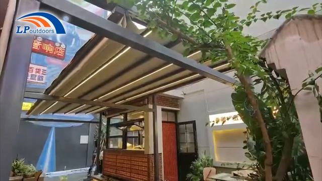 Remote automatic bioclimatic PVDF of pergola pavilion awing as bars and restaurant смотреть онлайн