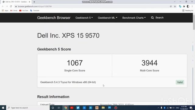 DELL XPS-15 9570|Intel I5 8300H Geek Bench and CineBench Score. смотреть онлайн