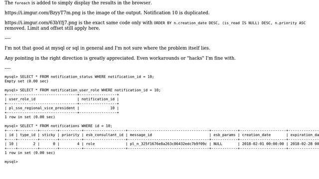 Duplicate results in mysql query when try to sort by with limit and offset смотреть онлайн