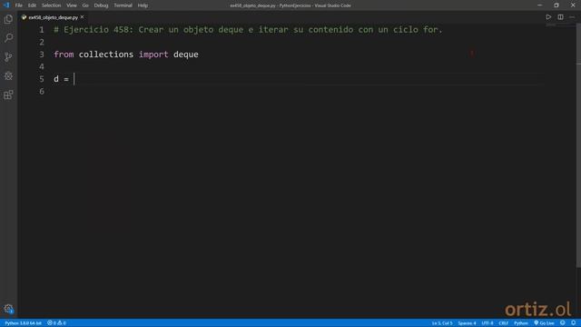Python - Ejercicio 458: Crear un Objeto deque e Iterar su Contenido con un Ciclo for смотреть онлайн