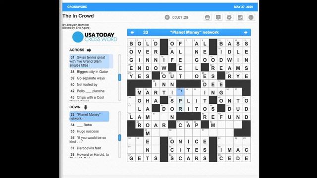 S02E148 USA Today Crossword "The In Crowd" May 27, 2020 смотреть онлайн