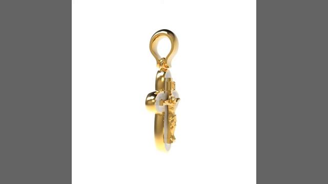 Детский крестильный крестик с белой горячей эмалью из желтого золота смотреть онлайн