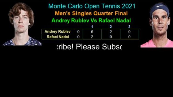ATP Monte Carlo Open Tennis 2021 Live Score. Andrey Rublev VsRafael Nadal Quarter Final Match Score