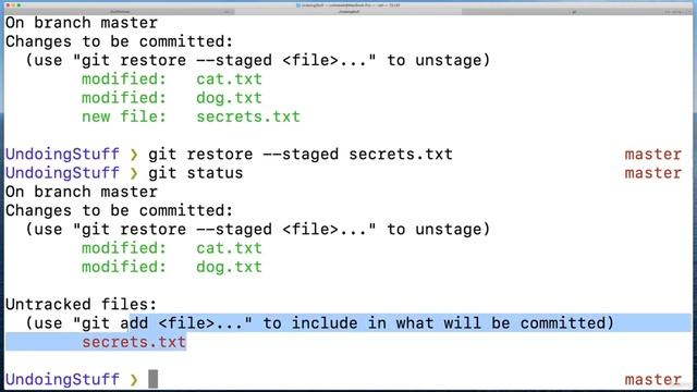 007 Un Staging Changes With Git Restore смотреть онлайн