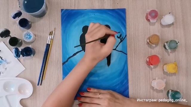 Мастер-класс по рисованию. Две птички сидят на ветке. Рисование для детей. How to draw. Painting смотреть онлайн