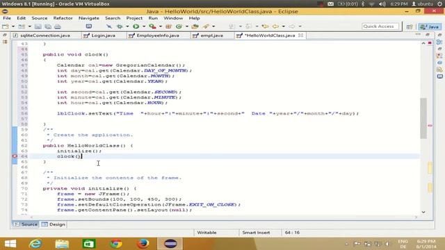 Java swing tutorial using Eclipse - Show System Date and Time in JFrame ( Dynamic Clock ) смотреть онлайн