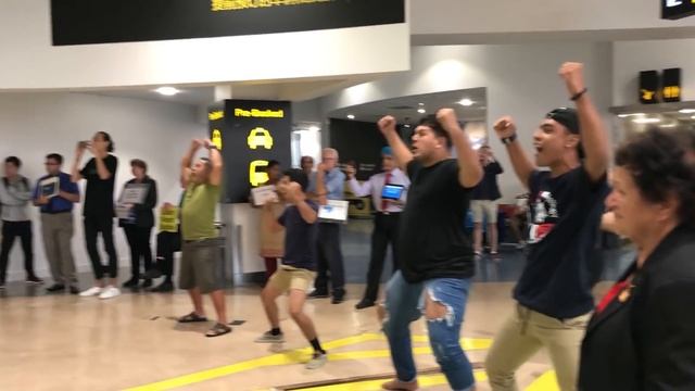 Alex Aiono Gets A Warm Welcome At Auckland Airport