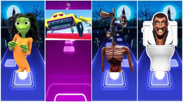 Choo Choo Charles 🌟 Mcqueen Eater 🌟 Spider train 🌟 Siren Head ⚡ Tiles Hop EDM Rush!