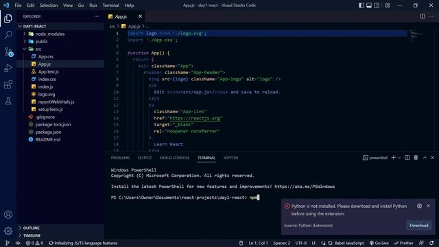 100 Days of React - npx create-react-app day-1 смотреть онлайн