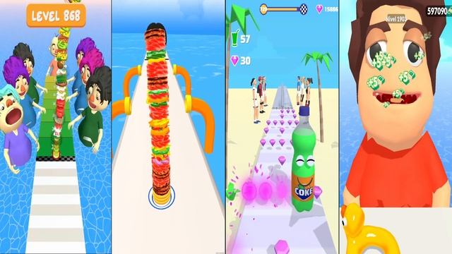 NOODLE RUN vs BURGER RUN vs JUICE RUN vs PANCAKE RUN - Quadruple Gameplay смотреть онлайн