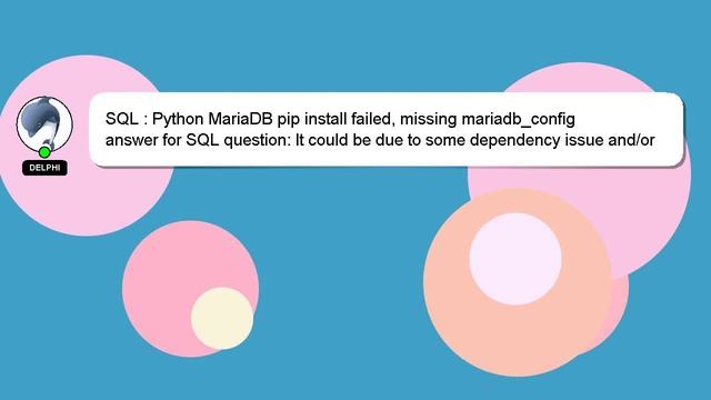 SQL : Python MariaDB pip install failed, missing mariadb_config смотреть онлайн