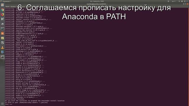 Установка Anaconda в Ubuntu 18.04