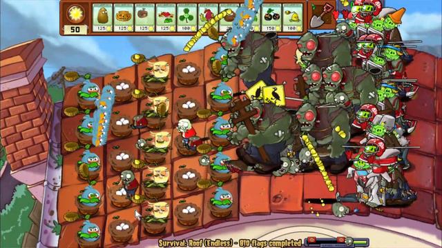 Plants vs. Zombies Angry Birds: Gameplay The Blue Cabbage Vs 999999 Zombies survival ROOF Endless. смотреть онлайн