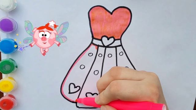 Как рисовать розовое платье ? / Для девочек / Раскраски. смотреть онлайн