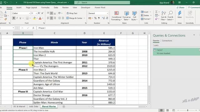 Fill the blank cells in Excel [Fill Up and Fill Down using Power Query] смотреть онлайн