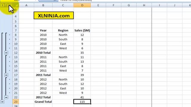 SUBTOTAL function in Excel смотреть онлайн