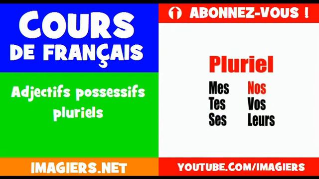 Курсы французского языка = прилагательные = притяжательные формы множественного =