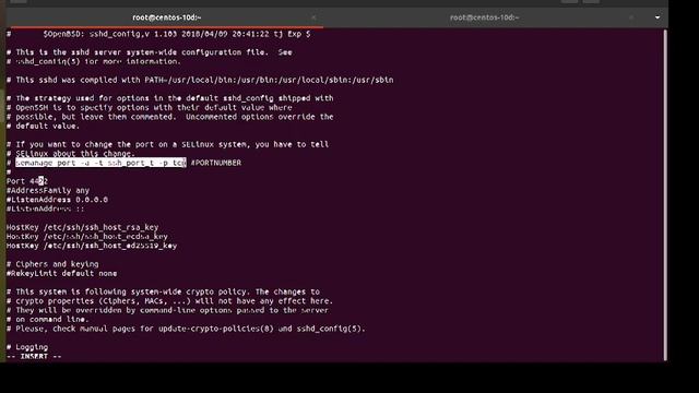 Change default SSH port 22 on Centos-8 смотреть онлайн
