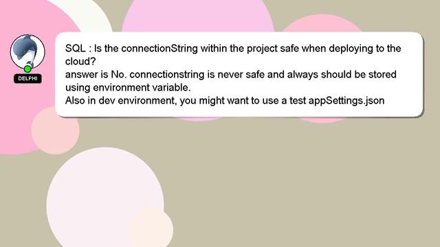 SQL : Is the connectionString within the project safe when deploying to the cloud? смотреть онлайн