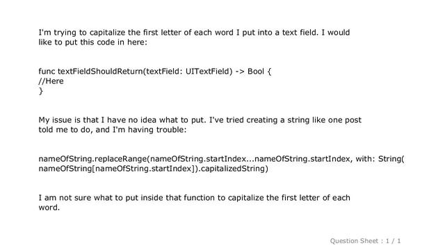 iOS : Trying to capitalize the first letter of each word in a text field Using Swift смотреть онлайн