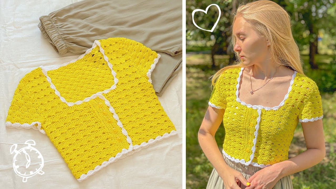 ТОПИК крючком | Мастер-класс по вязанию крючком | Имитация вшивного рукава смотреть онлайн