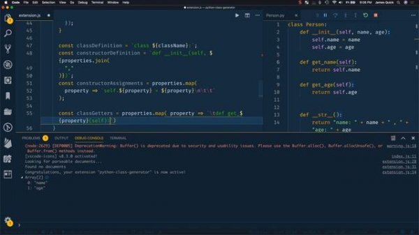 Python Class Creator Extension for Visual Studio Code
