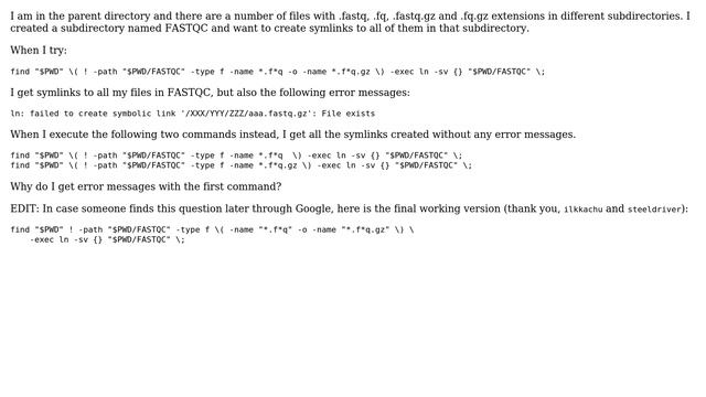 Unix & Linux: ln -s reports that a procedure failed, but creates symlinks nonetheless смотреть онлайн
