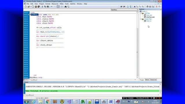 Assembler #26: Змейка,Вызов идиотам от С++, Простейшее меню смотреть онлайн