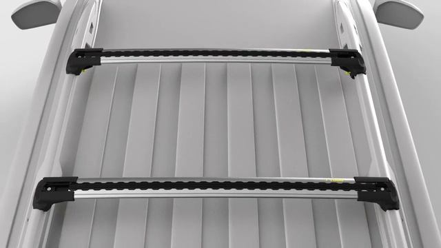 Багажник на рейлинги с просветом Сan Otomotiv Turtle AIR 1 (черный/серебристый цвет, 106/122 см)