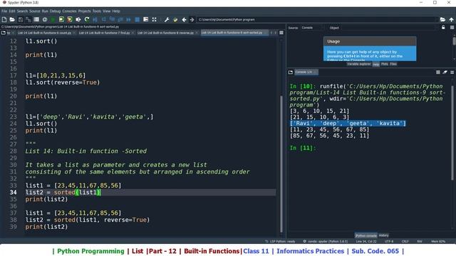 List in Python | Part - 12 | List built-in functions - 2 | List methods | Class 11 IP | CBSE | смотреть онлайн