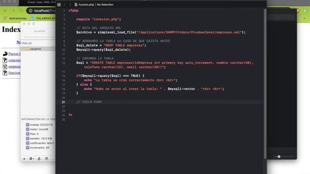 Crear tablas en MySQL e insertar datos de XML en PHP смотреть онлайн