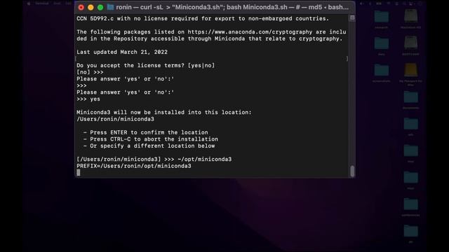 Downloading and Installing Miniconda 3 on macOS using Terminal смотреть онлайн