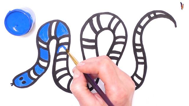 Как нарисовать и раскрасить змею. Раскраска для детей. Изучаем цвета. Раскраски малышам смотреть онлайн