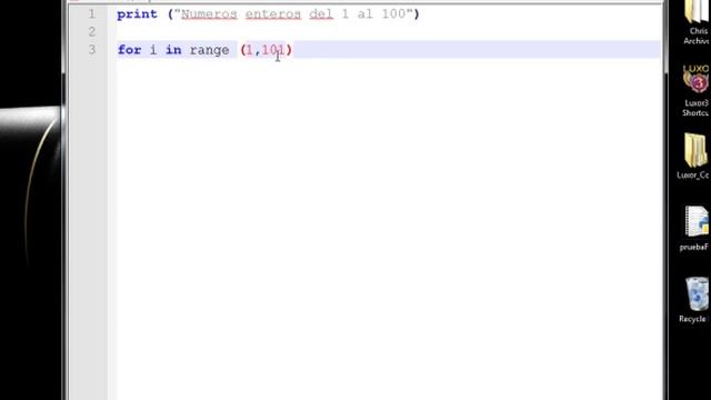 Mostra los enteros del 1 al 100 (Python) смотреть онлайн