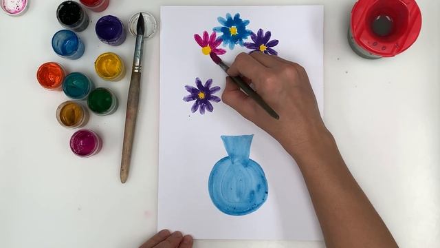 Как нарисовать букет в вазе. Рисуем вместе поэтапно. Урок рисования для самых маленьких. смотреть онлайн